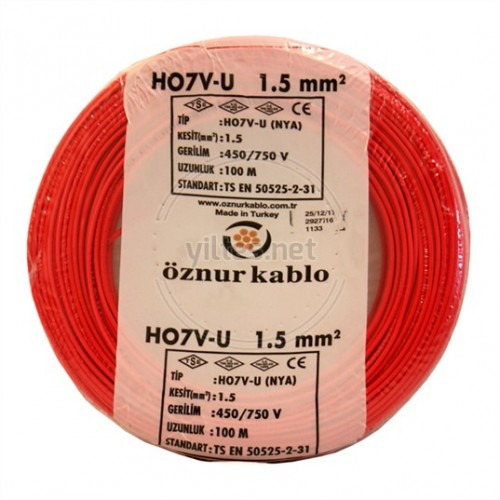 1,5 mm NYAF Kablo Kırmızı Kablo (1 metre)