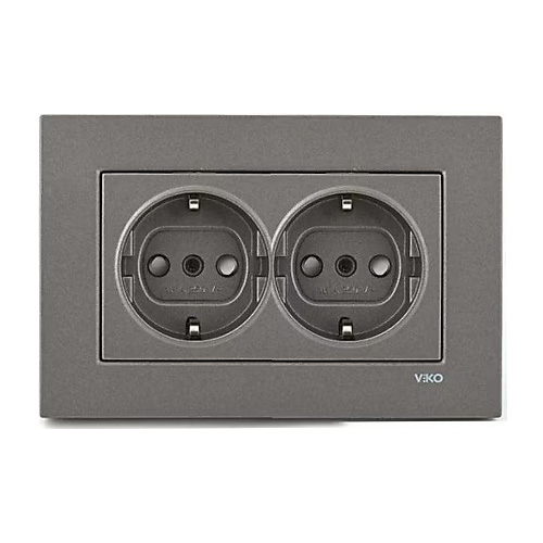 VIKO - Viko Novella İkili Çocuk Korumalı Topraklı Priz Antrasit - Çerçevesiz VIKO - Viko Novella İkili Çocuk Korumalı Topraklı Priz Antrasit - Çerçevesiz