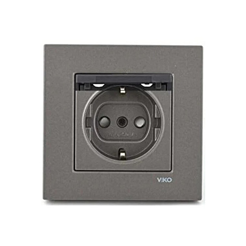 VIKO - Viko Novella Kapaklı Topraklı Priz Antrasit - Çerçevesiz VIKO - Viko Novella Kapaklı Topraklı Priz Antrasit - Çerçevesiz