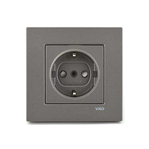 Viko Novella Çocuk Korumalı Topraklı Priz Antrasit - Çerçevesiz