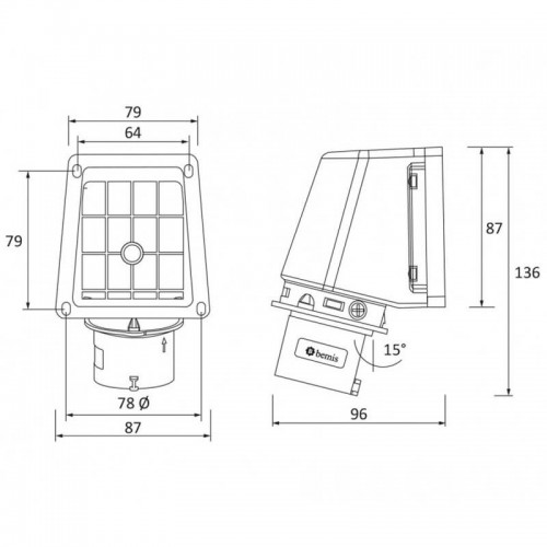 Bemis (Bc1-1403-2236) Cee Norm 3*16A 90 Eğik Duvar Fişi Bemis (Bc1-1403-2236) Cee Norm 3*16A 90 Eğik Duvar Fişi