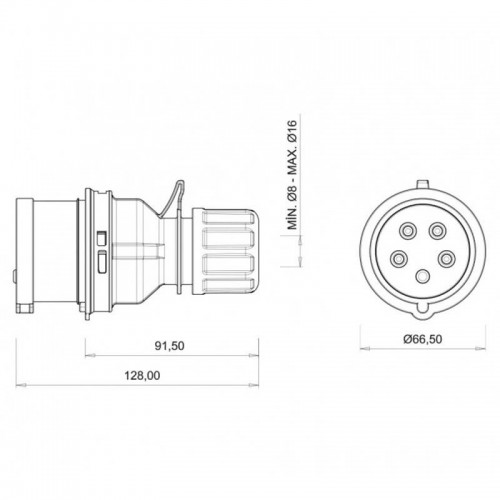 Bemis (Bc1-1505-2011) Cee Norm 5*16A Düz Fiş Bemis (Bc1-1505-2011) Cee Norm 5*16A Düz Fiş