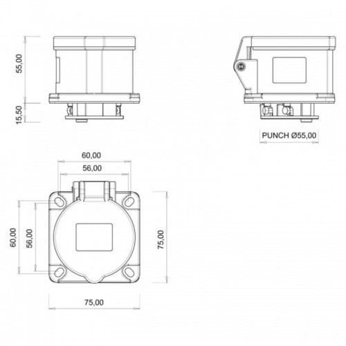 Bemis (Bc1-1505-2413) Cee Norm 5*16A Makine Priz Bemis (Bc1-1505-2413) Cee Norm 5*16A Makine Priz