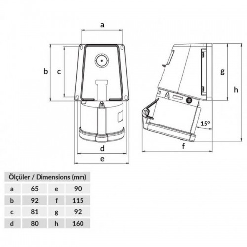 Bemis (Bc1-3403-2535) Cee Norm 3*32A 90 Eğik Duvar Prizi Bemis (Bc1-3403-2535) Cee Norm 3*32A 90 Eğik Duvar Prizi