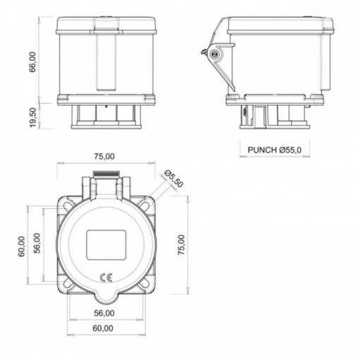 Bemis (Bc1-3505-2413) Cee Norm 5*32A Düz Makina Priz Bemis (Bc1-3505-2413) Cee Norm 5*32A Düz Makina Priz