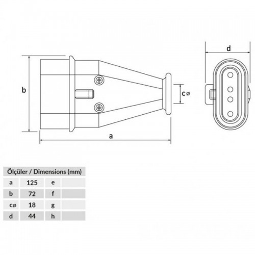 Bemis (By1-1504-2011) 16/25A Yassı Düz Fiş Bemis (By1-1504-2011) 16/25A Yassı Düz Fiş
