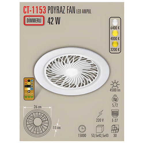 Cata Ct-1153 Poyraz Fan Led Ampul