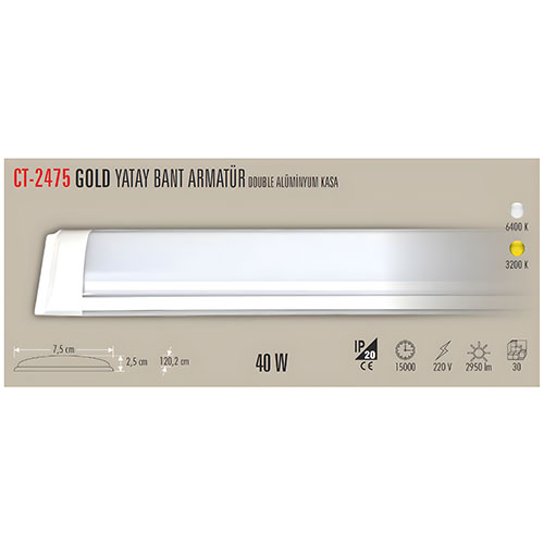 Cata Ct-2475 40W Ledli Bant Armatür / Beyaz