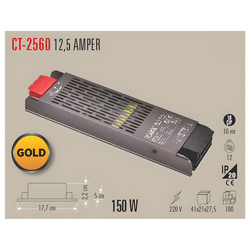 Cata Ct-2560 12,5 Amper 12V Slim Led Trafo