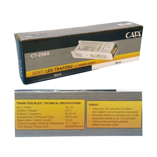 Cata Ct-2560 12,5 Amper 12V Slim Led Trafo