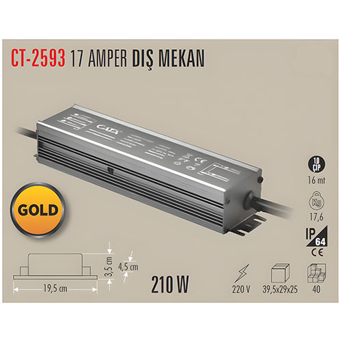 Cata Ct-2593 Dış Mekan Led Trafo 17 Amper