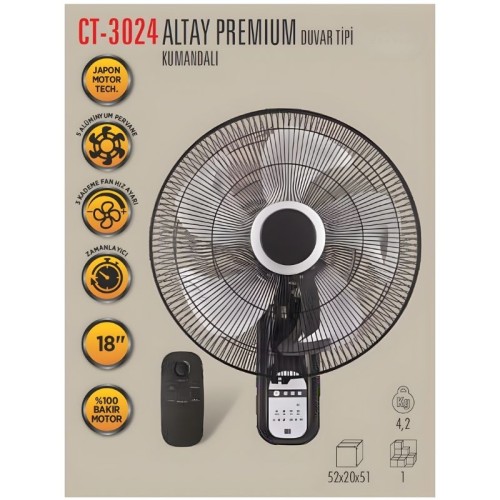 Cata Ct-3024 Altay Premium Duvar Tipi Vantilatör