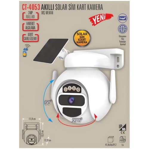 Cata Ct-4053 Solar Sim Kartlı Kamera