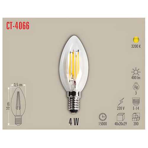 Cata Ct-4066 4W Led Flament Buji Ampul - Günışığı
