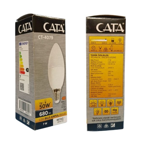 Cata Ct-4079 7W Ledli Buji Ampul / Beyaz Cata Ct-4079 7W Ledli Buji Ampul / Beyaz