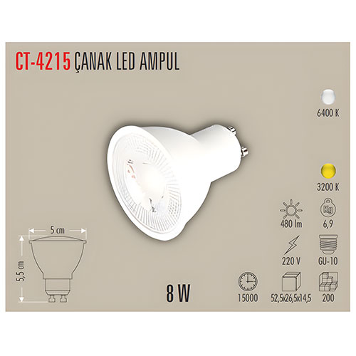 Cata Ct-4215 8W Led Çanak Ampul / Beyaz