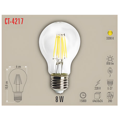 Cata Ct-4217 8W Edison Cop Led Ampul / Günışığı
