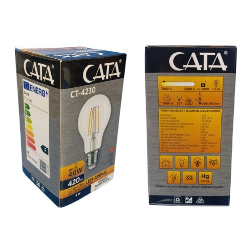 Cata Ct-4230 4W Edison Cop Led Ampul / Günışığı Cata Ct-4230 4W Edison Cop Led Ampul / Günışığı