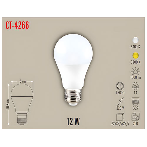 Cata Ct-4266 12W Led Ampul Beyaz Cata Ct-4266 12W Led Ampul Beyaz