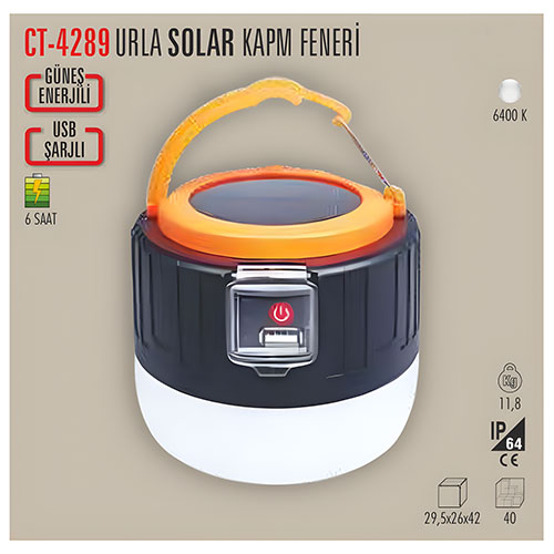 Cata Ct-4289 Urla Şarjlı Solar Kamp Feneri