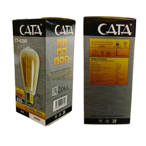 CATA CT-4290 8W Rustik Led Ampul / Amber CATA CT-4290 8W Rustik Led Ampul / Amber