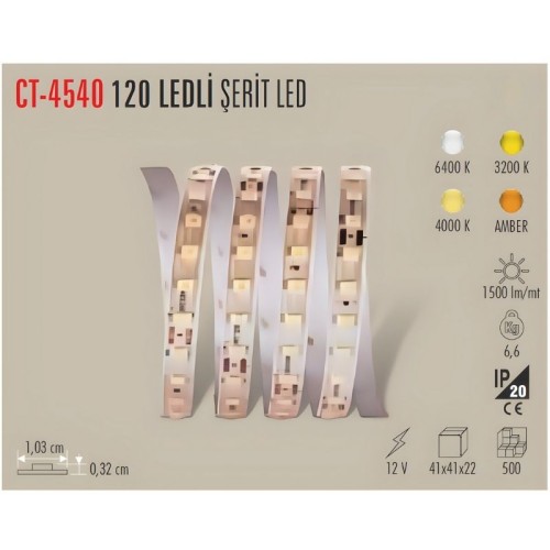 Cata Ct-4540 120 Çip Şerit Led (Beyaz)