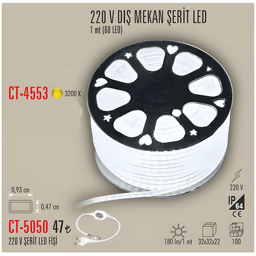 Cata Ct-4553 220V 3 Çip Şerit Led Günışığı