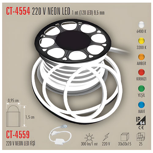 Cata Ct-4554 Neon Led Hortum / Beyaz Cata Ct-4554 Neon Led Hortum / Beyaz