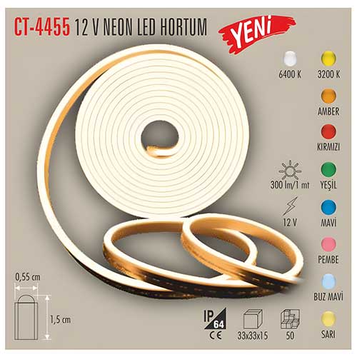 Cata Ct-4455 12V Neon Led Hortum (Beyaz)