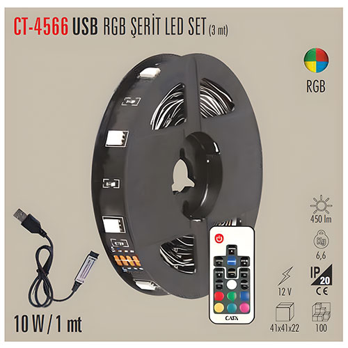 Cata Ct-4566 Rgb Şerit Led Set (Usb Girişli) Cata Ct-4566 Rgb Şerit Led Set (Usb Girişli)