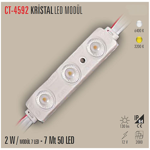 Cata Ct-4592 1,2W-3 Lü Kristal Mercek Modül Led Beyaz