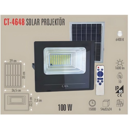 Cata Ct-4648 100W Solar Projektör / Beyaz