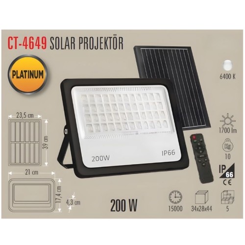 Cata Ct-4649 200W Solar Led Platinum Projektör