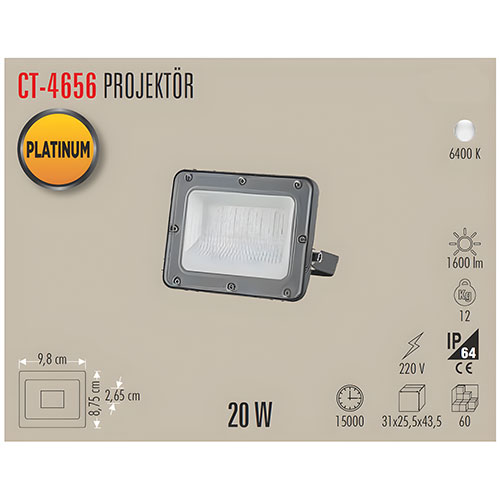 Cata Ct-4656 20W Platinum Led Projektör Beyaz Cata Ct-4656 20W Platinum Led Projektör Beyaz