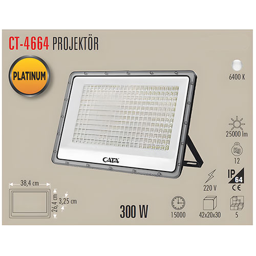 Cata Ct-4664 300W Slim Led Projektör Beyaz Cata Ct-4664 300W Slim Led Projektör Beyaz