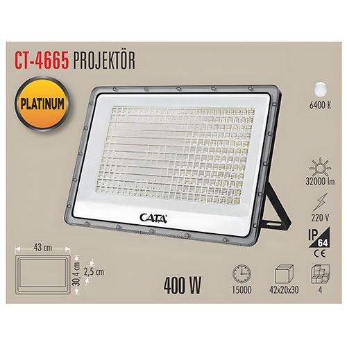 Cata Ct-4665 400W Platinum Led Projektör (Beyaz) Cata Ct-4665 400W Platinum Led Projektör (Beyaz)