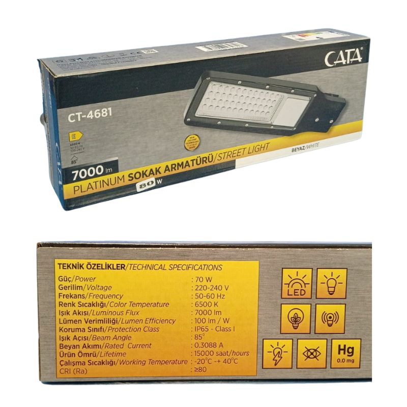 Cata Ct-4681 70W Led Sokak Armatürü / Beyaz - Görsel 5