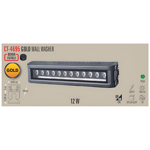 Cata Ct-4695 12W Gold Wallwasher 30 cm Yeşil