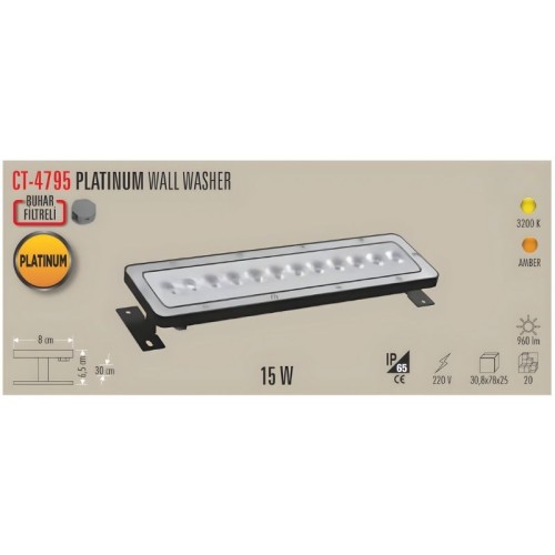Cata Ct-4795 15W Platinum Wallwasher 30cm / Günışığı