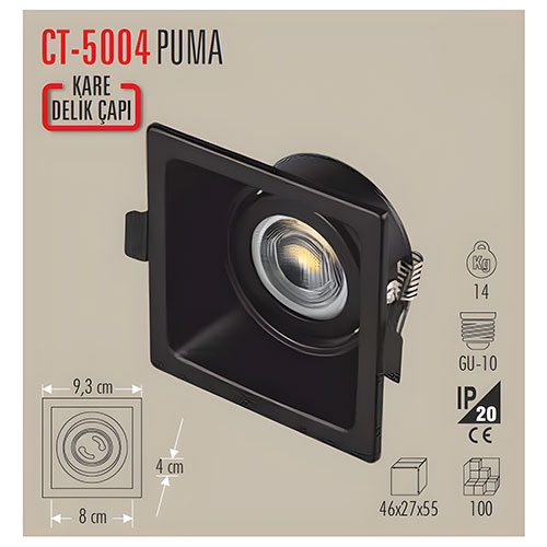 Cata Ct-5004 Puma Kare Spot Siyah Kasa