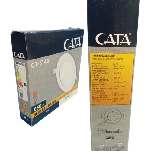 Cata Ct-5146 Eco 9W Panel Led Armatür / Beyaz