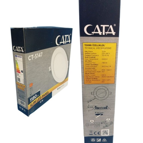 Cata Ct-5147 Eco 12W Panel Led Armatür / Beyaz Cata Ct-5147 Eco 12W Panel Led Armatür / Beyaz