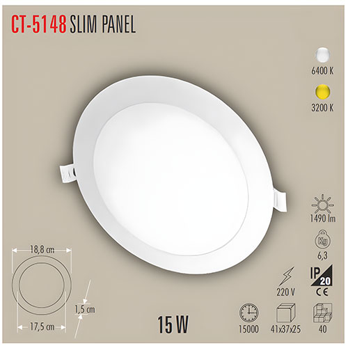 Cata Ct-5148 Eco 15W Panel Led Armatür / Günışığı Cata Ct-5148 Eco 15W Panel Led Armatür / Günışığı