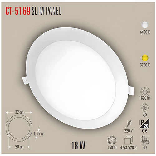 Cata Ct-5169 Ct-5149 Eco 18W Panel Led Armatür / Günışığı