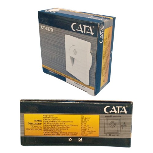 Cata Ct-5170 1W Sensörlü Ledli Koridor Armatür Beyaz Cata Ct-5170 1W Sensörlü Ledli Koridor Armatür Beyaz