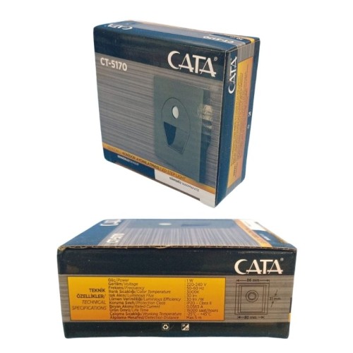 Cata Ct-5170 1W Sensörlü Ledli Koridor Armatür Siyah Kasa - Günışığı
