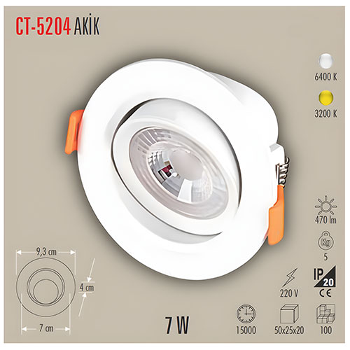 Cata Ct-5204 7W Cob Led Armatür / Beyaz Cata Ct-5204 7W Cob Led Armatür / Beyaz