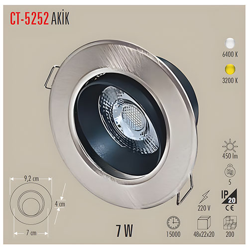 Cata Ct-5252 7W Akik Led Spot Beyaz