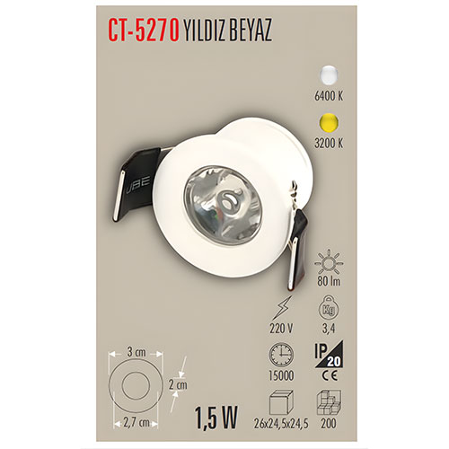 Cata Ct-5270 Yıldız Spot Power Ledli / Amber
