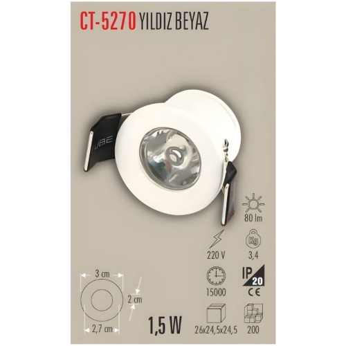 Cata Ct-5270 Yıldız Spot Power Ledli / Mavi
